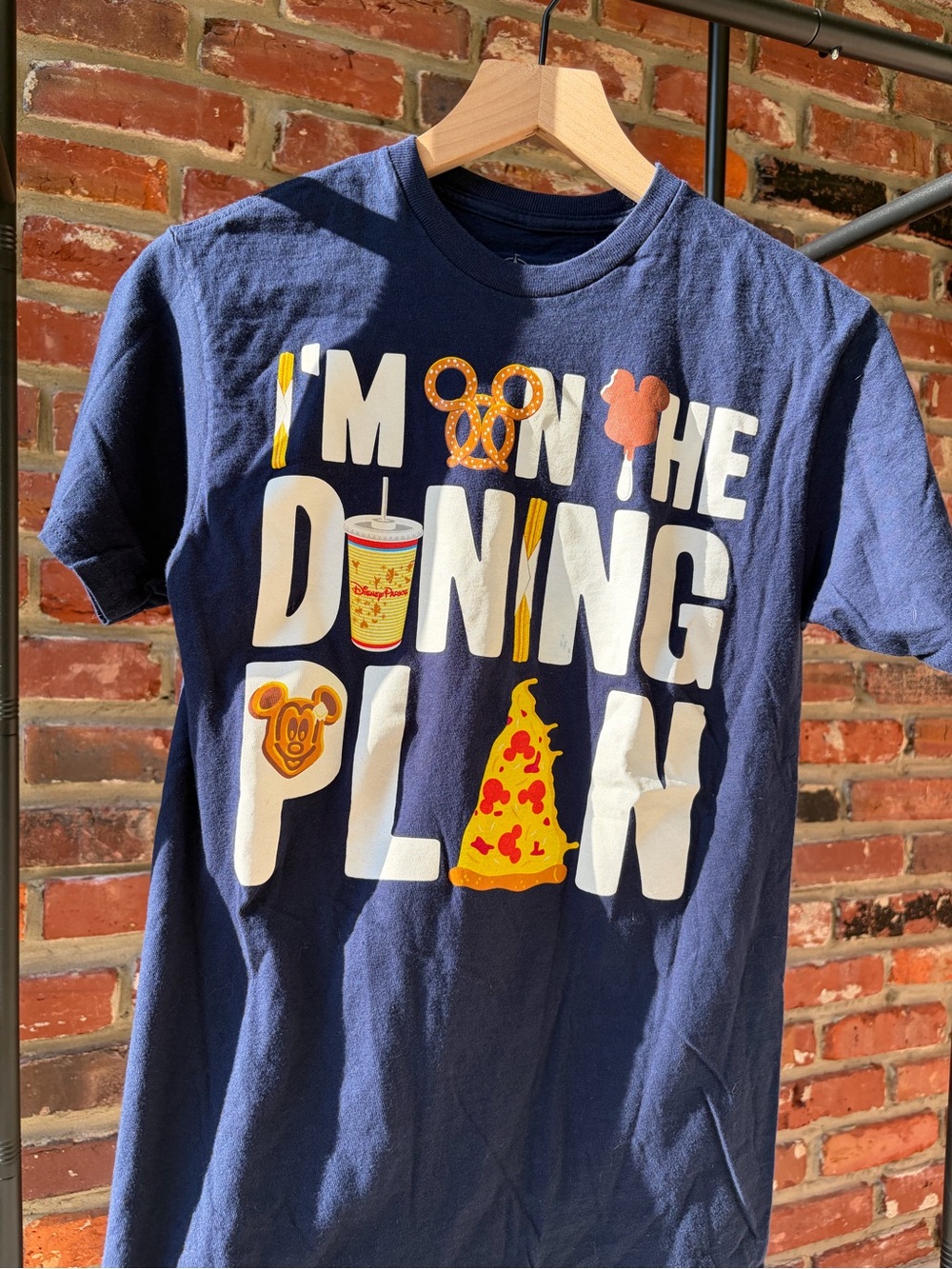 Disney Parks I’m On The Dining Plan Navy Graphic T-Shirt Size Small